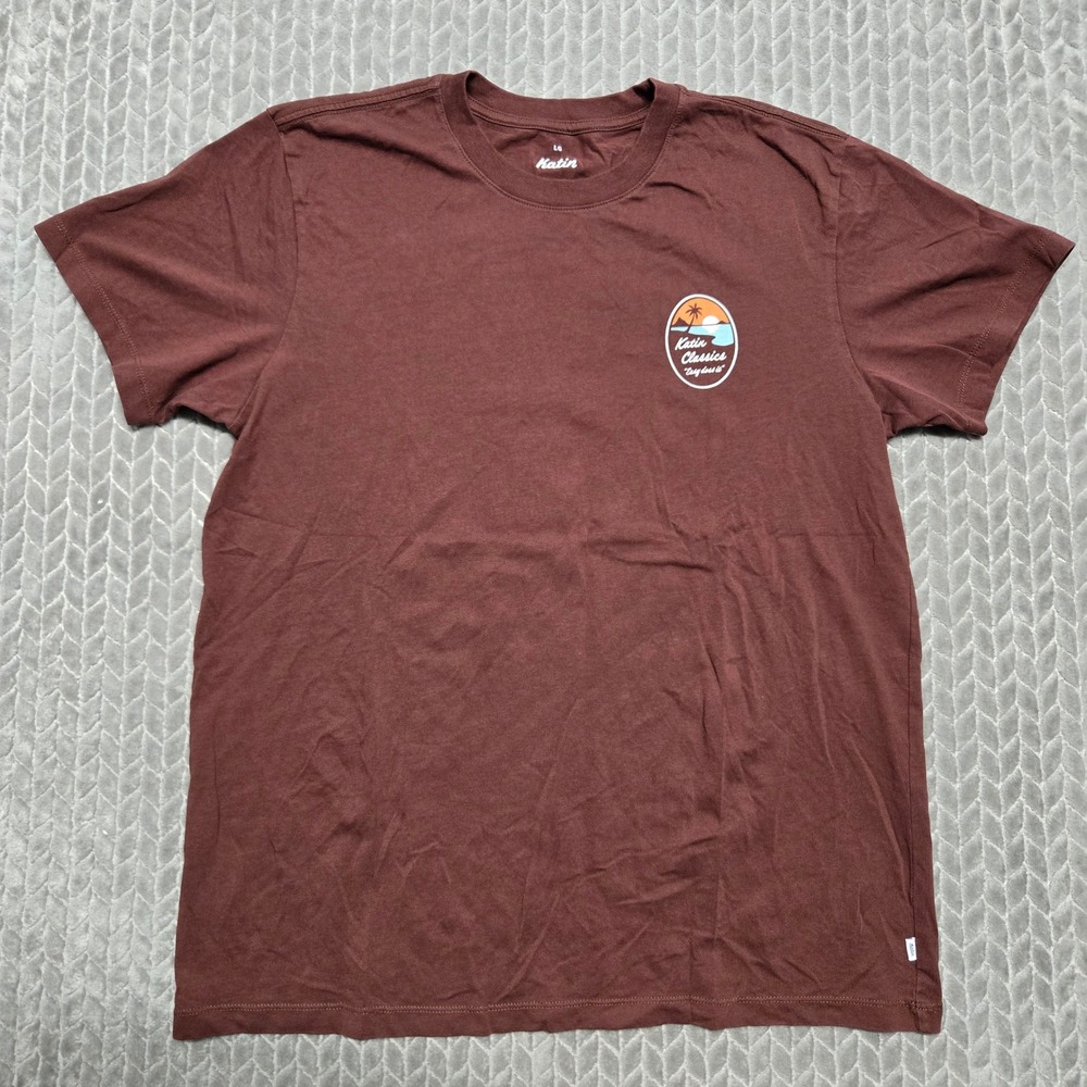 Katin Classics Easy Does It Organic Cotton Graphic T-Shirt Mens LG Maroon Brown